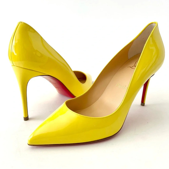 CHRISTIAN LOUBOUTIN | Pigalle Follies 85 Patent Leather Yellow Citronnade US 7 - Picture 3 of 15